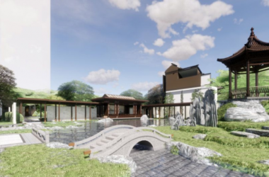 SketchUp Business Model: Multi-Story Sales Office with Modern Chinese Design-BIM WORLD