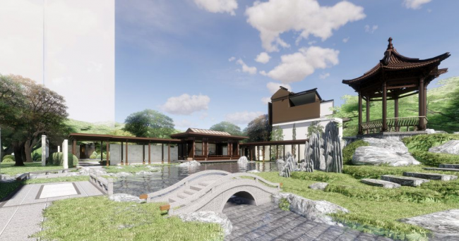SketchUp Business Model: Multi-Story Sales Office with Modern Chinese Design