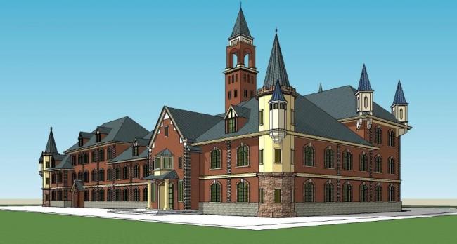 Multi-Story Kindergarten Design | European Classical Style Educational Architecture in SketchUp