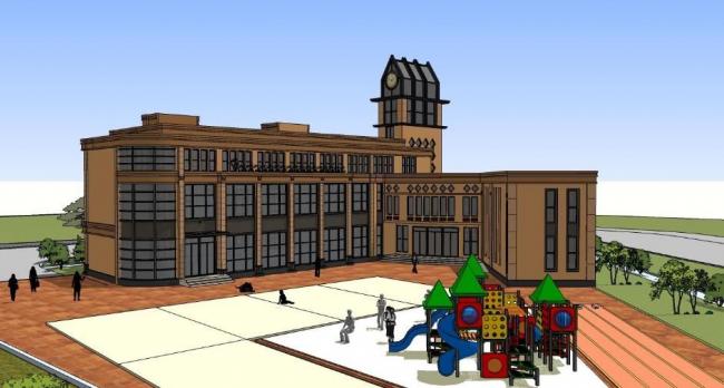 Multi-Story Kindergarten School Model in European Classical Style | SketchUp Educational Architecture