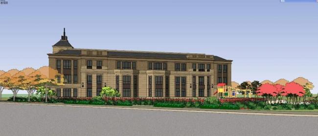 Multi-Story Kindergarten School Model in Simplified European Neoclassical Style | SketchUp Design