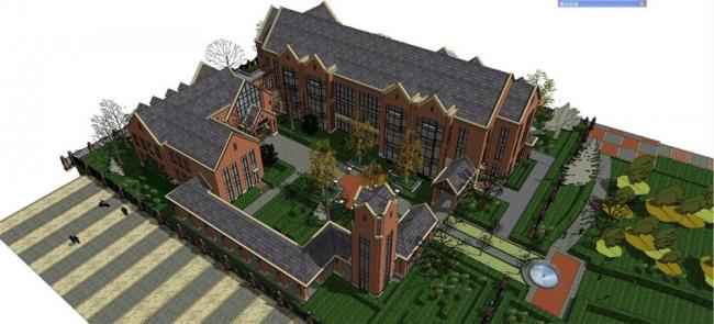 Multi-Story Kindergarten Design | British Classical Style Educational Architecture in SketchUp