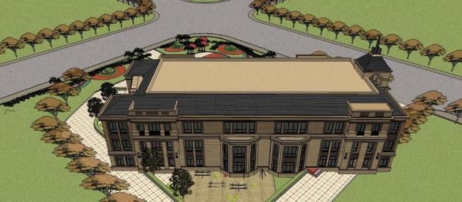 Multi-Story Kindergarten School Model in European Classical Architecture | SketchUp Design