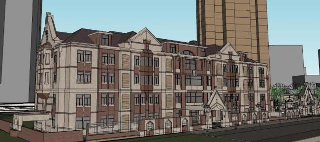Multi-Story Classical Style Kindergarten School Model in SketchUp