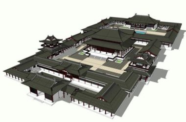 SketchUp Model of a Multi-Story Ancient Chinese Temple-BIM WORLD