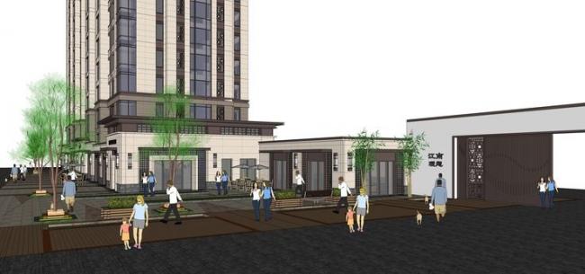 SketchUp Residential Design: European-Style High-Rise with Ground Floor and Street-Level Commercial Spaces