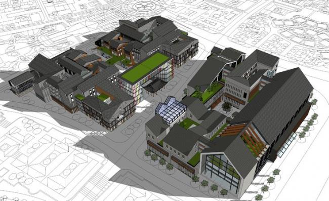 SketchUp Multi-Story Office Model with Chinese Architectural Style