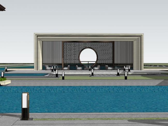 SketchUp Business Model: Multi-Story Clubhouse and Commercial Building in Chinese Style
