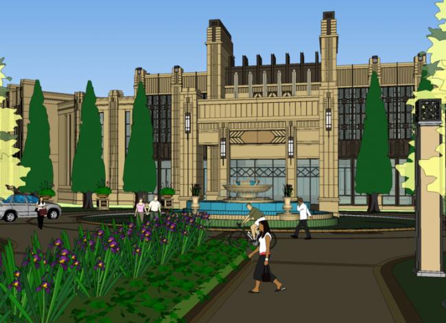 SketchUp Landscape Model: Classical Entrance of China Resources Central Park Demonstration Area