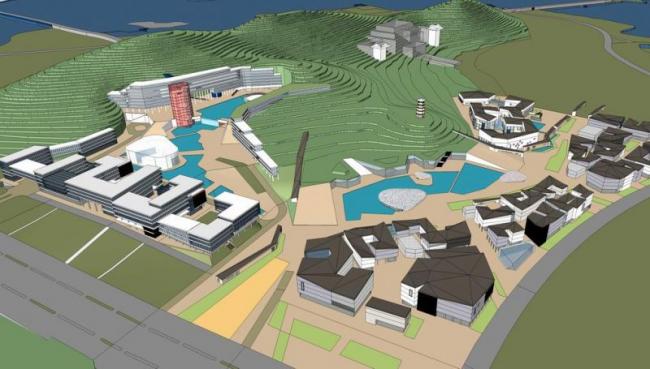 SketchUp Business Model: Scenic Multi-Story Commercial Street with Modern Chinese Design