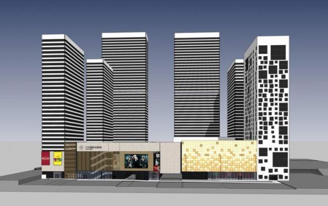 SketchUp Business Model: Multi-Story Commercial and High-Rise Office Design at Qingdao Wanda Plaza