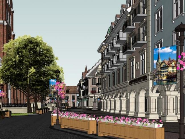 SketchUp Business Model: Multi-Story European Classical Commercial Street Design