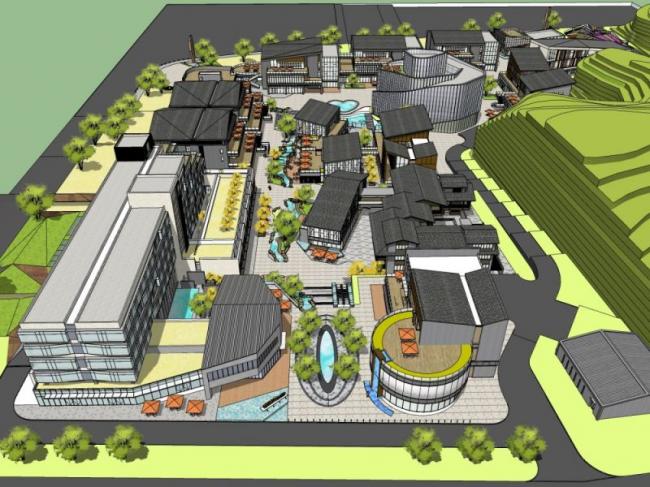 SketchUp Business Model: Multi-Story Commercial Street in Modern Chinese Style