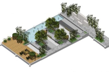 Modern Courtyard and Pool Landscape Design in SketchUp-BIM WORLD