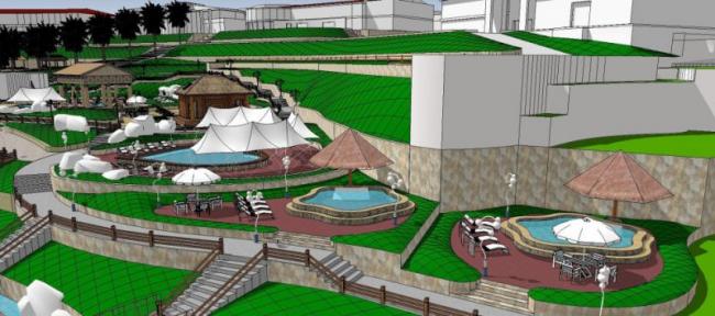 Neoclassical Multi-Story Hot Spring Club Hotel SketchUp Model
