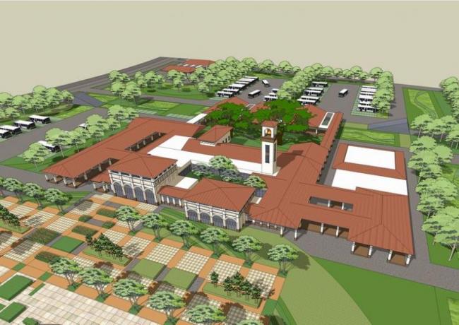 SketchUp Design of a Multi-Story European Classical Style Bus Station on Station Road