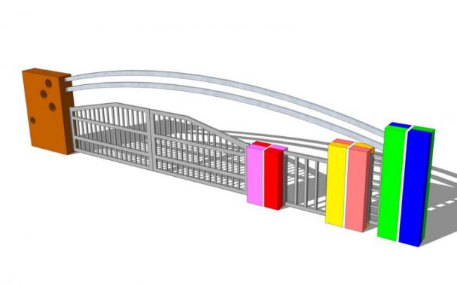 SketchUp Material Guide: Components for Kindergarten Entrance Gate Design