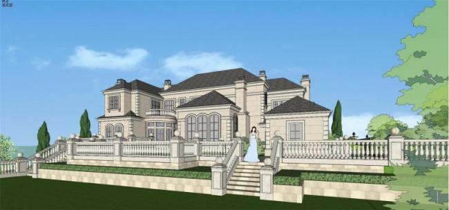 French Classical Style Solo Villa Model in SketchUp