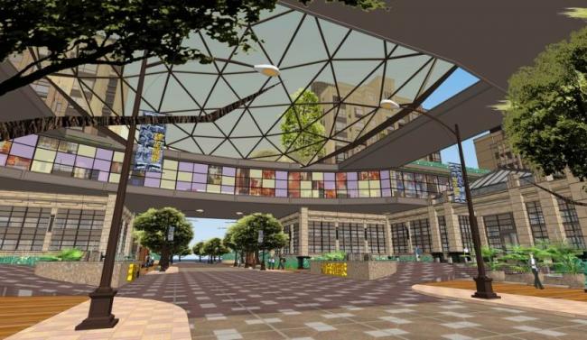 SketchUp Landscape Design: Neoclassical Commercial Street Model