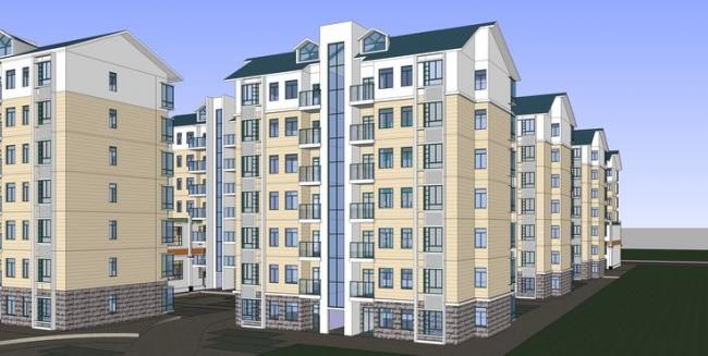 Modern Multi-Story Residential Building with Ground-Floor Commercial Space | SketchUp Model