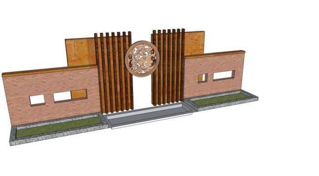 SketchUp Materials for Chinese-Style Landscape Walls, Gates, and Shadow Wall Components