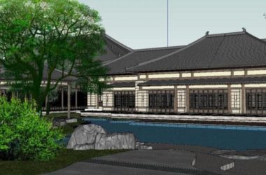 SketchUp Cultural Model: Multi-Story Museum Featuring Traditional Chinese Architecture and Gardens-BIM WORLD