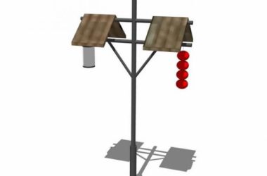 SketchUp Material Model: Chinese Street Lamp with Detailed Components-BIM WORLD