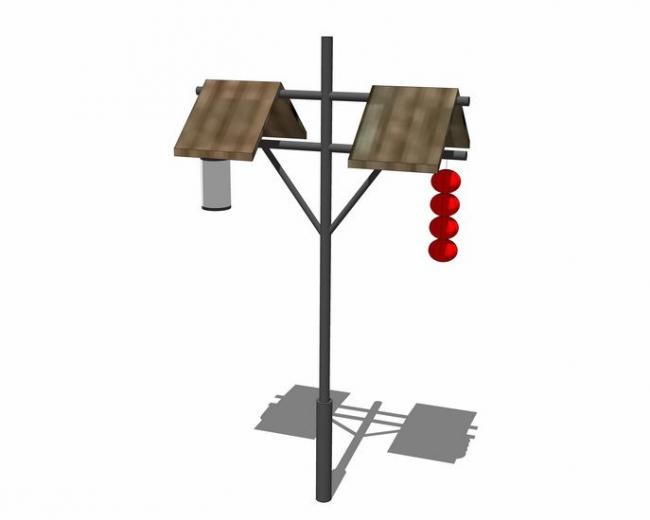 SketchUp Material Model: Chinese Street Lamp with Detailed Components