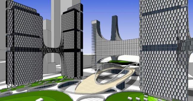 SketchUp Office Model | Modern Super High-Rise Office Buildings and Apartments