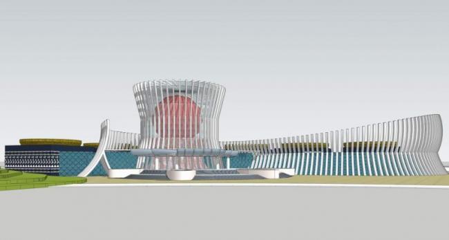 SketchUp Model of Multi-Story Guangxi Bronze Drum Museum and Cultural Exhibition Center in Modern Style
