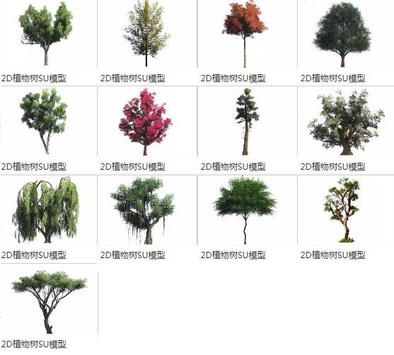 SketchUp Materials: 2D Plant Trees and Landscape Components