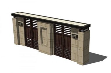 SketchUp Material Models: Chinese-Style Entrance Gate, Door Header, and Components-BIM WORLD