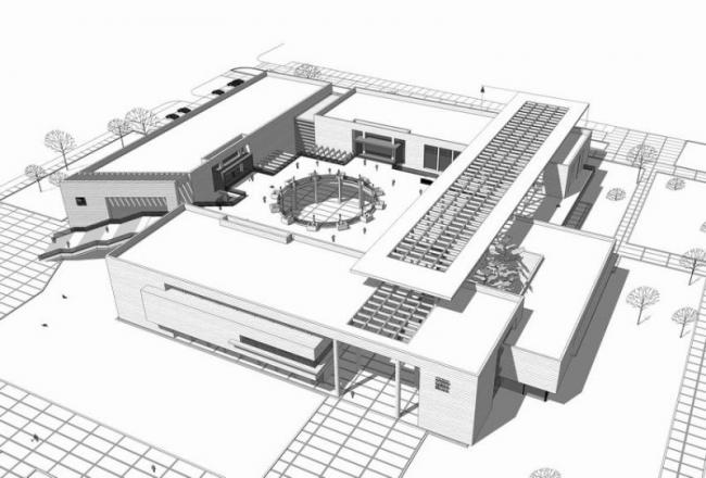 Modern Multi-Story Exhibition Hall and Museum Cultural Model in SketchUp