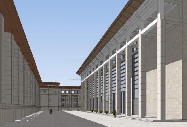 Modern Multi-Story Exhibition Hall and Cultural Center Museum in SketchUp