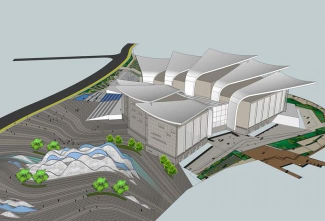 Modern Multi-Story Cultural Exhibition Hall and Museum in SketchUp