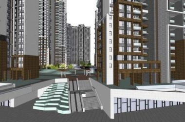 Modern High-Rise Residential Complex with Courtyard | SketchUp Model-BIM WORLD