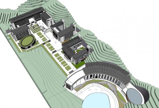 Multi-Story School Building Model | Modern Campus Design with New Chinese Architectural Style