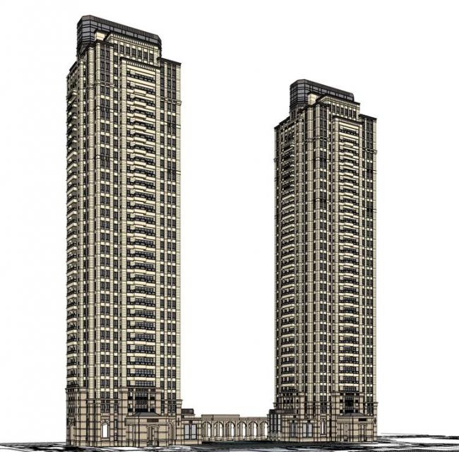 SketchUp Residential Models: European Classical High-Rise Buildings and Clubhouses