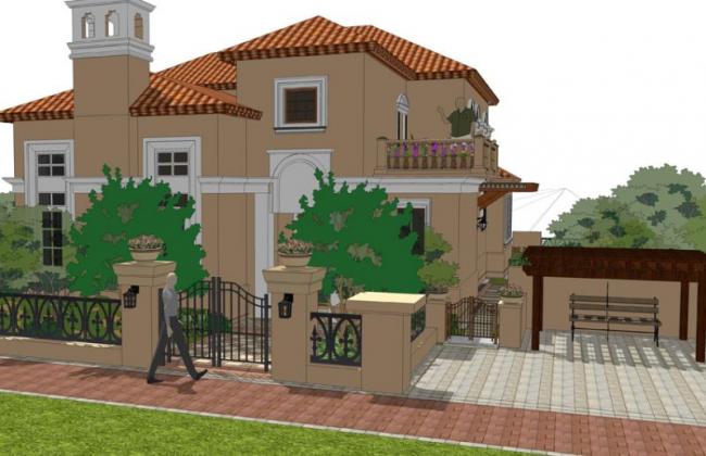 SketchUp Landscape Design: Spanish Villa Courtyard