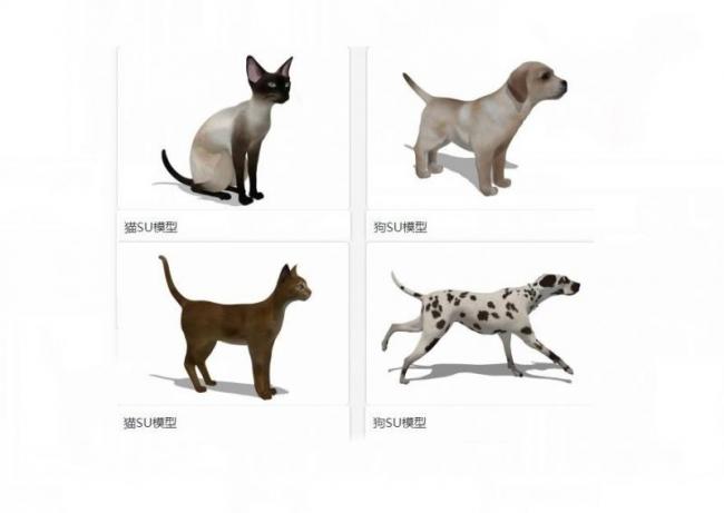 SketchUp Material Models: Cat, Dog, and Animal Components