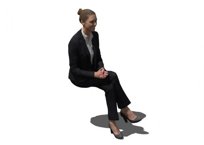 SketchUp Material Model: Seated Woman Object with Landscape Components