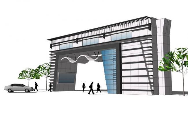 Modern Community Entrance Gate Design in SketchUp with Material Modeling