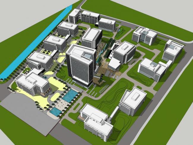 Modern Multi-Story High-Rise Office Complex | Creative Enterprise Park in SketchUp