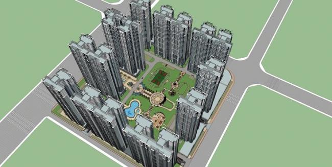 Modern High-Rise Residential Community with Ground-Floor Retail and Landscape Design in SketchUp