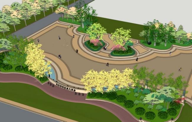 Modern Square Landscape Design in SketchUp