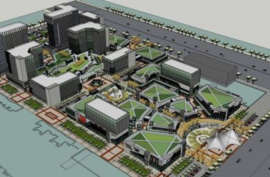 SketchUp Business Model: Multi-Story Mixed-Use High-Rise with Commercial Streets and Modern Office Spaces-BIM WORLD