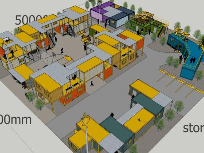 Modern Container Office Design in SketchUp
