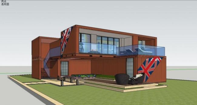 SketchUp Business Model: Modern Multi-Story Container Buildings for Commercial and Entertainment Use