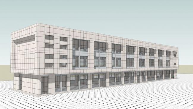 Sketchu Industrial Building Featuring a Modern Multi-Story Cafeteria