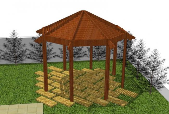 Modern Pavilion Landscape Model | SketchUp Design Rendering